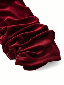 Ellevyn 女式亮片天鹅绒七分袖西装外套和直筒裤两件套，优雅适合日常穿着、派对、节日、圣诞节、秋冬 - 紅色 - 查看 14