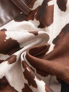 ROMWE Grunge Punk Bộ 2 món áo crop top và quần short mini họa tiết động vật phương Tây cổ điển dành cho nữ - màu nâu - Xem 6