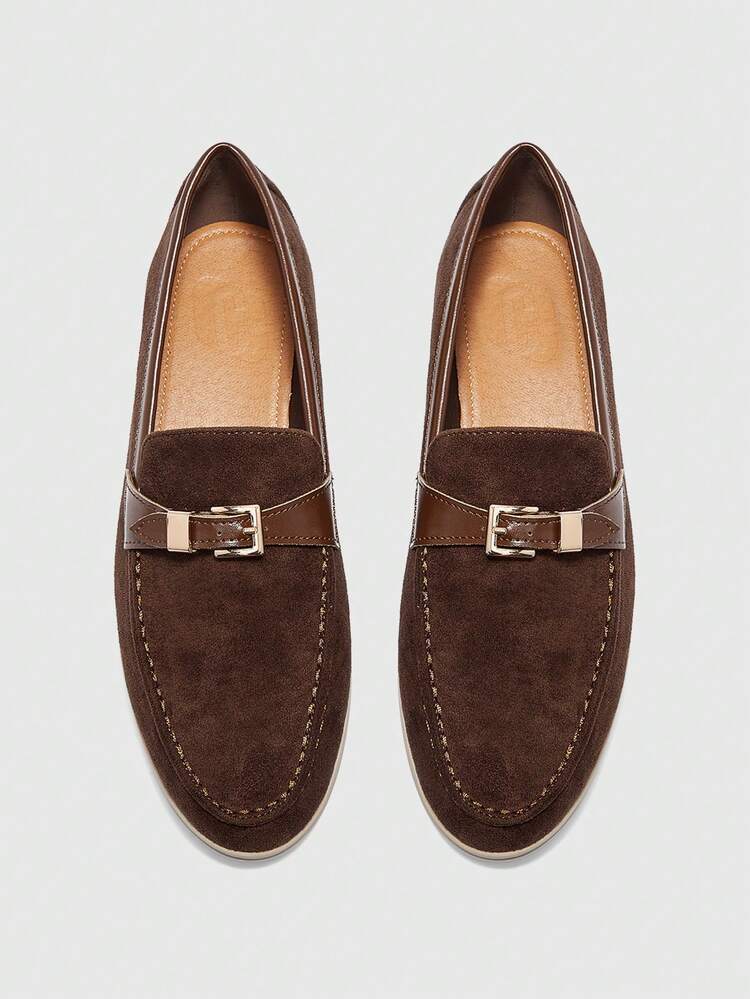 CUCCOO BIZCHIC Women's Fashionable Coffee-Colored Suede Comfortable Casual Loafers, Suitable For Outdoor, Commuting, Work, Daily Wear Spring Shoes