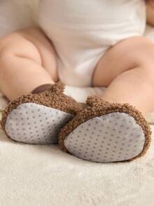 Cozy Pixies 1 Pair Of Baby Non-Slip Soft Bottom Embroidery Cute Bear Soft Velvet Foot Cover Socks Warm Outdoor Application - Brown - View 9