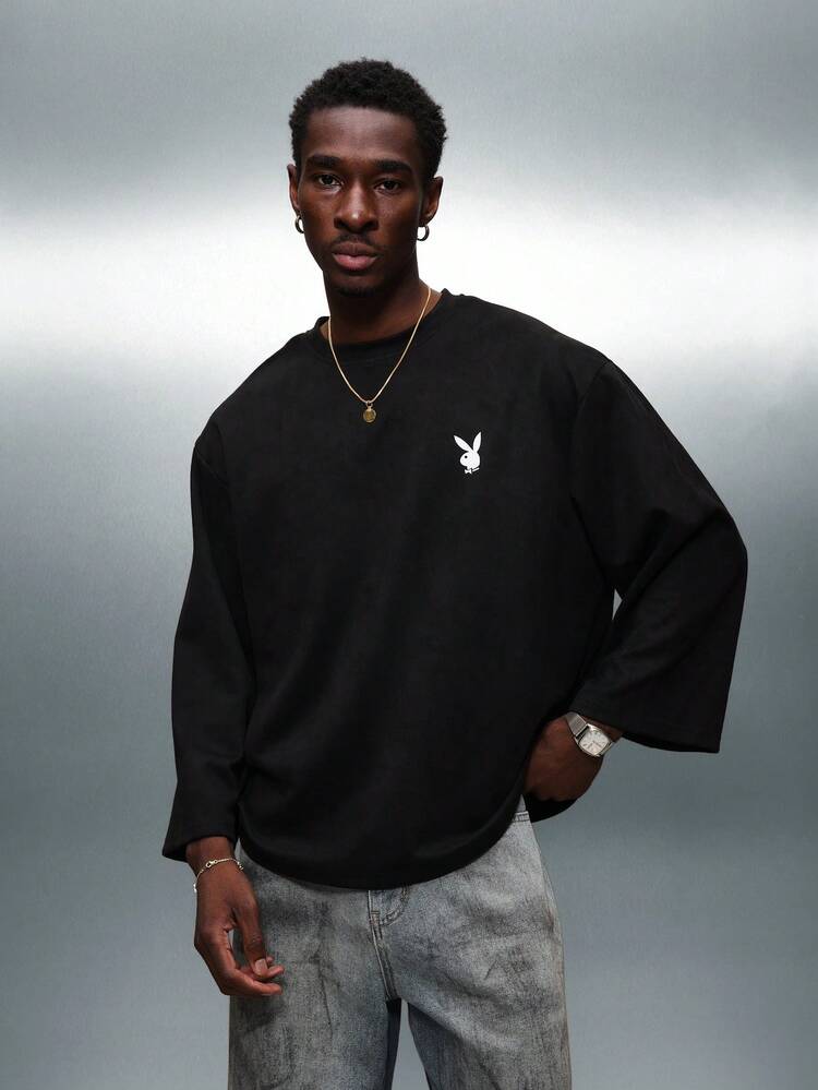 PLAYBOY X SUMWON Crop Fit Long Sleeve Tee With Logo