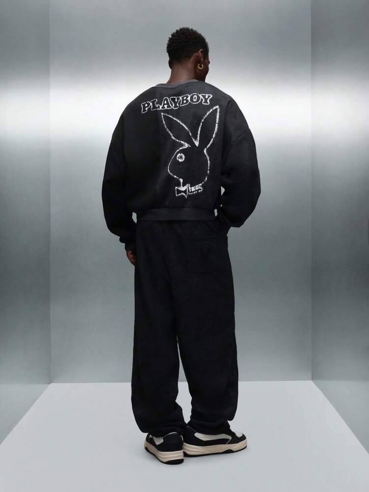 PLAYBOY X SUMWON Oversized Crew Neck Sweatshirt With Logo Print