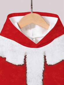 1 套小男孩趣味创意可爱圣诞老人印花圣诞老人雪人套装连帽衫运动衫 + 运动裤套装，适合圣诞节、派对、圣诞服装 - 彩色 - 查看 5