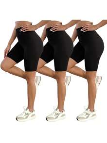 SHEIN SXY 3 条装女士紧身裤，舒适顺滑，适合瑜伽、健身、骑行和日常穿着