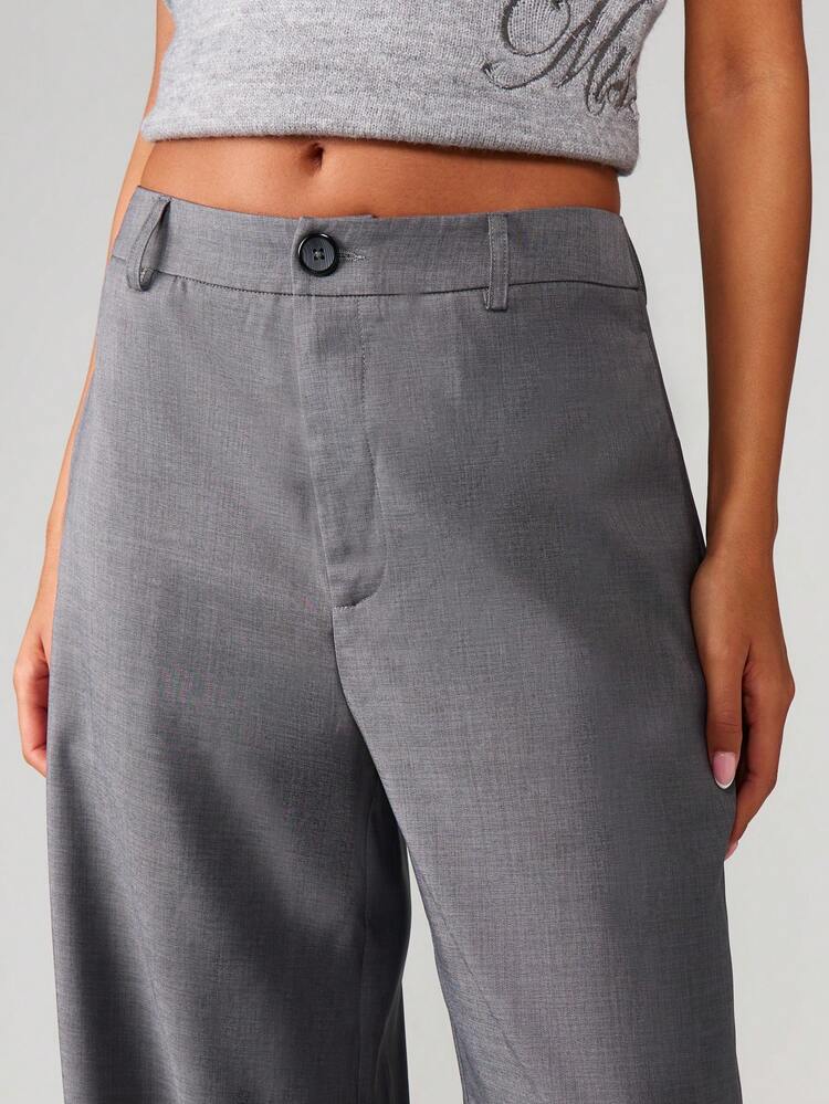 MISSGUIDED Pantalones palazzo de cintura alta y pierna ancha para mujeres, pantalones profesionales para oficina y trabajo