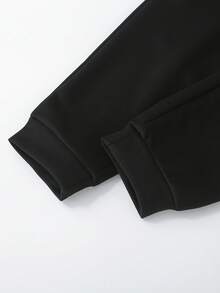 SHEIN 2pcs/Set Young Boy Cute Casual Yellow Embroidered Sweatshirt And Black Pants Comfortable Outfit, Spring - Baby Blue - View 7