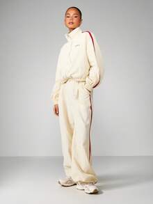 MISSGUIDED Chaqueta deportiva MSGD con puños elásticos y ribetes rojos en contraste para ropa de abrigo casual de primavera - Albaricoque - Ver 5