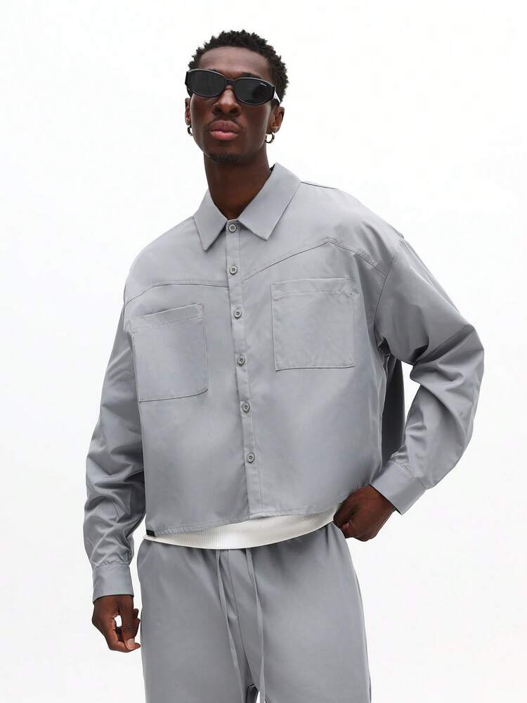Oversized Button Shirt With Point Collar