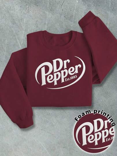 INAWLY Fashionable Street Style Men's Letter & Bubble Print Crew Neck Long Sleeve Sweatshirt