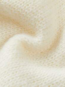 Franclia Damen Neue Herbst/Winter Französischer Stil Pendler Lässig Locker Kontrastbesatz Strickjacke - Weiss - Übersicht 4