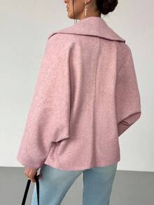 Aloruh New Autumn/Winter Grey Versatile Woolen Elegant Lapel Overcoat - Dusty Pink - View 2