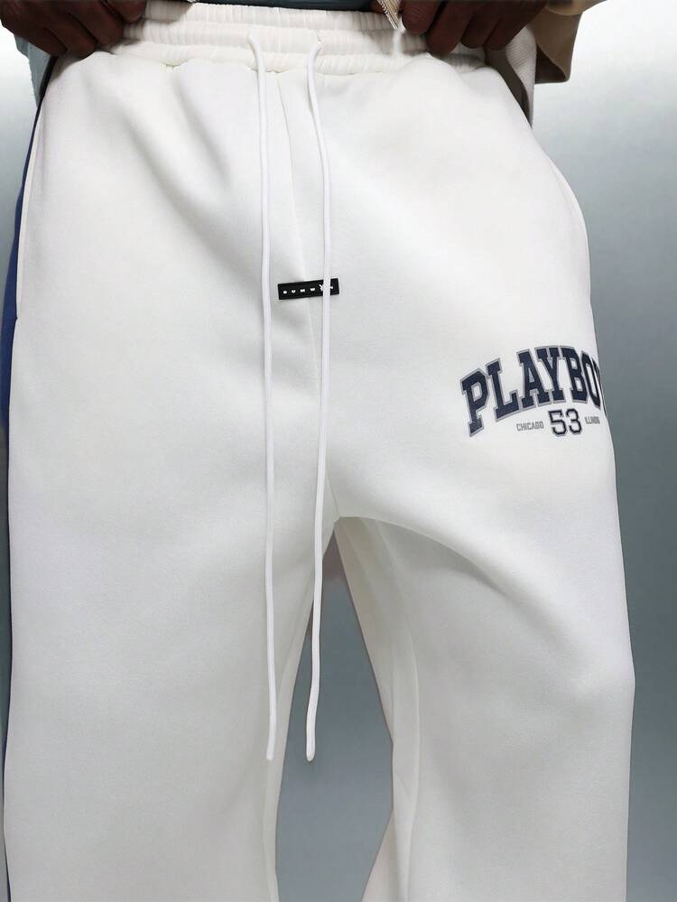 PLAYBOY X SUMWON Wide Leg Jogger With Side Stripe Panel