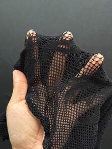 EgrlEra Elegant Black Jacquard Long Sleeve Blouse - Black - View 5