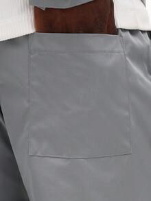 SUMWON Kemeja Lengan Panjang Kancing Depan Ukuran Besar dengan Kerah Lancip, Siluet Pendek, Pakaian Kerja Kontemporer, Gaya Kantor Kasual, Polos - Grey - View 7