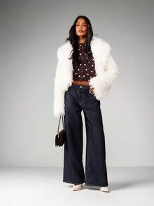 MISSGUIDED Cardigan con bottoni a pois, collo tondo, maniche lunghe, maglione lavorato a maglia per l'autunno e l'inverno, casual da ufficio - Multicolore - Visualizzare 4