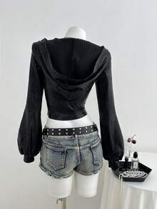 Elamini Áo khoác dài tay cổ lông chồn bằng vải nhung đen dành cho nữ, thanh lịch, tinh tế, thời trang cho công sở, tiệc tùng, trà chiều, câu lạc bộ lãng mạn, trang phục cổ điển hàng ngày, đa năng - màu đen - Xem 2