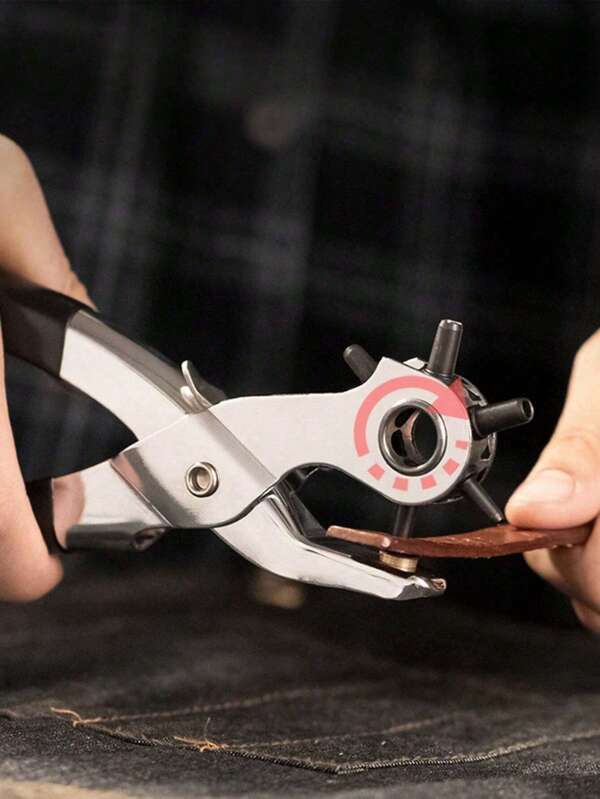 Leather Hole Punch,9" Belt Hole Puncher For Leather Heavy Duty, 6 Size Revolving Leather Belt Hand Hole Puncher , Perfect For Belts, Straps, DIY Leathercraft, And Repair