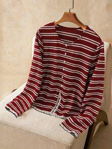 Elaquor Plus Size Women Summer Casual Striped Loose Fit Round Neck T-Shirt