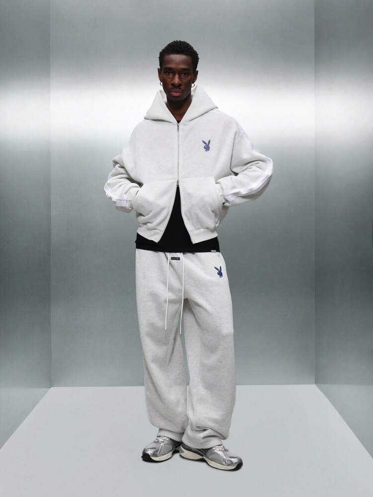 PLAYBOY X SUMWON Full Zip Hoodie With Split Pockets And Drawstring Hood