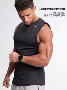 Camiseta de tirantes casual y versátil con estampado numérico para hombre ARC-1086-BLK - Negro - Ver 2