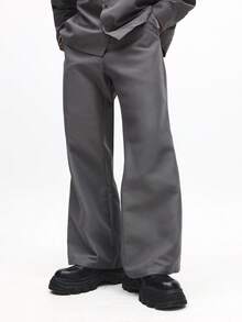 SUMWON Men's Relaxed Button-Down Shirt And Wide Leg Pants Coordinate Set For Casual Spring Summer Outfits Plain - Grey - View 4