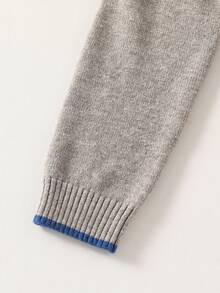 Sparklyn 少女圆领长袖简约优雅灰色百搭百搭毛衣短款灰色毛衣秋冬打底衫2025新款宽松针织套头衫高端节日度假毛衣