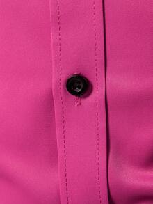 Manfinity Mode Men Color Block Front Button Long Sleeve Pocket Casual Shirt, Pink Men Shirt, Pink And Black Shirt Men, For Fall - Hot Pink - View 4