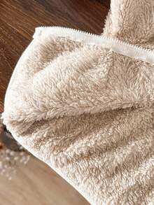 SHEIN Baby Boy Toddler Newborn 0-3 Years Cute Casual Daily Versatile Teddy Bear Embroidered Fleece Hooded Jacket - Beige - View 5