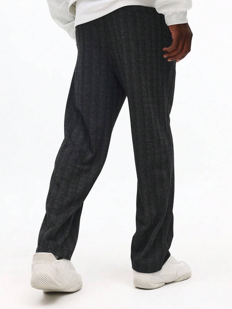 Straight Fit Herringbone Sweatpants With Pintucks