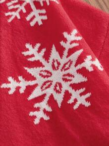 SWAVVY Men's Snowflake Pattern Long Sleeve Knitted Cardigan, Fashion For Autumn/Winter, Christmas - Red - View 4