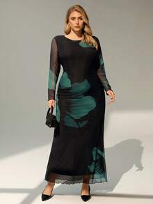 Auralis Plus Size Elegant Boat Neck Long Sleeve Ombre Gradient Random Print Mesh Sheer Sexy Cocktail Party Casual Maxi Dress Plus Size Long Dress Long Sleeve Maxi Dress Women Maweii Plus Size Dress Curve Elegant Dress Sheer Maxi Dress Plus Long Dress Plus Size Floral Print Dress Women Long Dress Plus Size Long Sleeve Maxi Dress Curve Dress Sheer Dress Women Long Sleeve Dresses Woman Black Sheer Dress Flow Dress - Multicolor - View 7