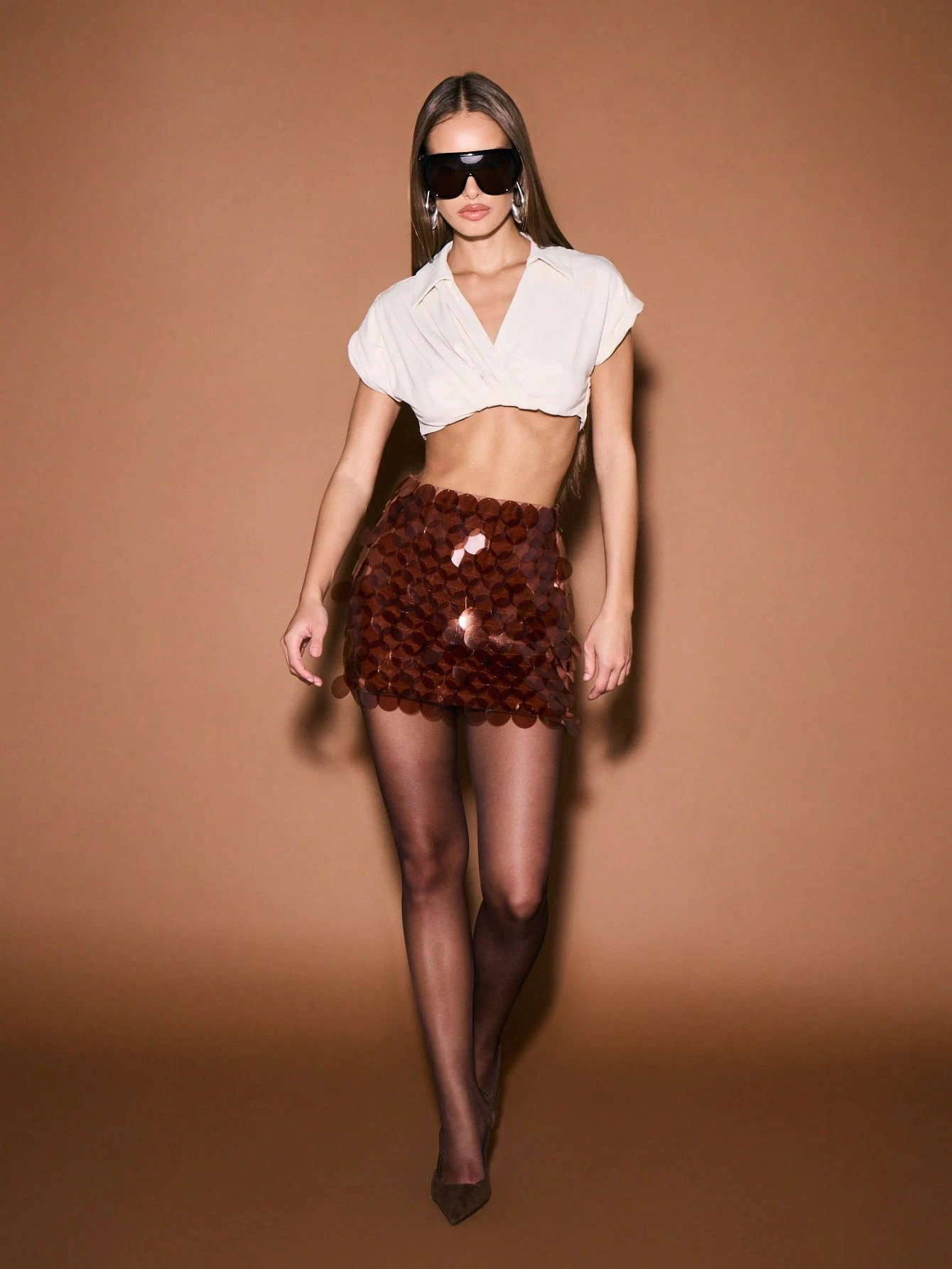 KIZN Sequined Mini Skirt With High Waist