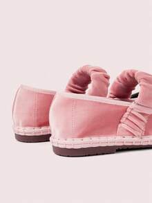 CUCCOO DOLLMOD Women's Elegant Velvet Mary Jane Flats, Shallow Pink, Comfortable & Stretchy - Baby Pink - View 5