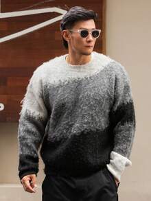DAZY Men's Gradient Color Crew Neck Sweater, Autumn/Winter - Multicolor - View 6