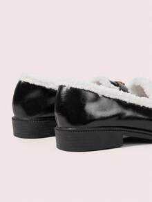 CUCCOO DOLLMOD Lolita Loafers For Women, Faux Thermal Lined, Autumn/Winter, Suitable For Halloween, Christmas - Black - View 9