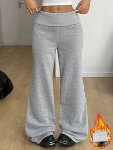 Coolane 女式夏季节日文艺复兴博览会街头服饰复古 Y2K 垃圾摇滚图案弹力翻领长裤黑色直筒裤 - 灰色 - 查看 5