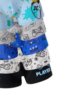10pcs/Pack Boys' Colorful Gaming Print Cotton Boxer Briefs