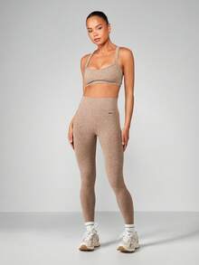 MISSGUIDED Sujetador deportivo con espalda cruzada y tirantes anchos, de punto acanalado, con soporte atlético para un estilo de vida activo y entrenamiento - Caqui - Ver 5