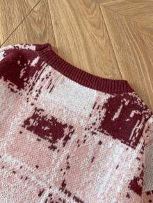 Manfinity Hypemode Men's Plaid Pattern Crew Neck Casual Long Sleeve Pullover Sweater , Fall/Winter - Multicolor - View 4