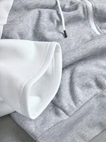 PAVTROS Manfinity Streetrush 2pcs Men's Hooded Sweatshirt And Drawstring Pants Set , Men Two Pieces Set , Men Jogger Set , Men Grey And White Set , Men Tracksuit , Fall Clothes - Brown - View 5