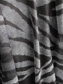 Soleia 复古扎染斑马纹V领系带网眼褶饰浪漫假日连衣裙/迷你连衣裙，适合秋冬女士 - 彩色 - 查看 6