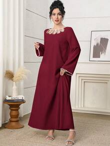 Yasmyna 女士土耳其长裙和阿拉伯传统长袍 - 酒紅色 - 查看 4