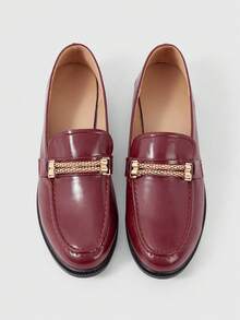 Sleekvia Damloafers med mjuk botten, brittiska läderskor, mångsidiga och eleganta plattskor - Bourgogne - Visa 2