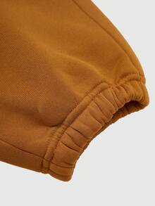 SHEIN Explorewe Bộ 2 áo nỉ nhung có mũ trùm đầu thời trang, khóa kéo nửa đầu và quần rút dây cho bé trai, trang phục thường ngày - màu đen - Xem 8