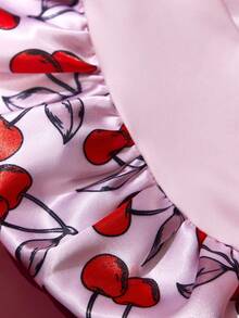 Betty Boop x SHEIN Phiên bản nâng cấp của mũ ngủ hai lớp, chăm sóc tóc, mũ ngủ satin co giãn vành rộng, mềm mại và thoải mái, thích hợp cho giấc ngủ hàng ngày ở nhà, màu hồng anh đào, ý tưởng quà tặng, tiệc tùng, ngày lễ, Ngày Valentine. - Hồng - Xem 6