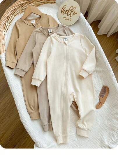 男宝宝可爱休闲针织长袖连体衣