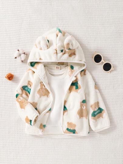 Cozy Pixies Chaqueta con capucha gruesa y versátil informal para bebé recién nacido niño