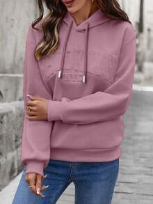 SHEIN LUNE Women's Casual Loose Sweatshirt With 3D Letter Print - Purple - View 4