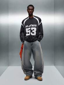 PLAYBOY X SUMWON 火焰印花和五十三号长袖球衣 - 黑色 - 查看 6