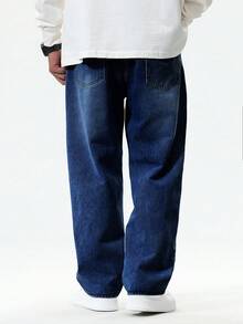 Chillumni 男士宽松休闲直筒牛仔裤，带口袋 - 淺色水洗藍 - 查看 2